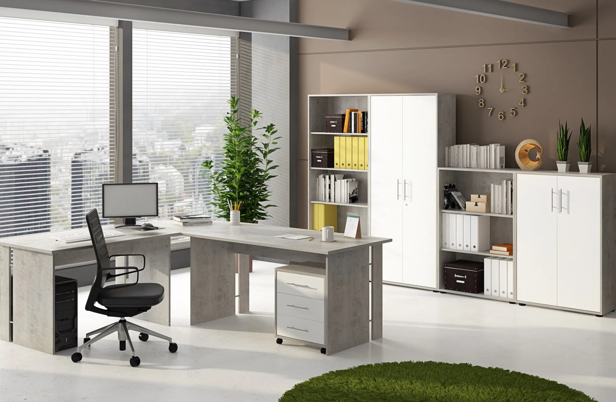 Armadio multiuso 2 ante Dabildgaar, 79x188h34 cm, Bianco e Cemento<Dmora Store