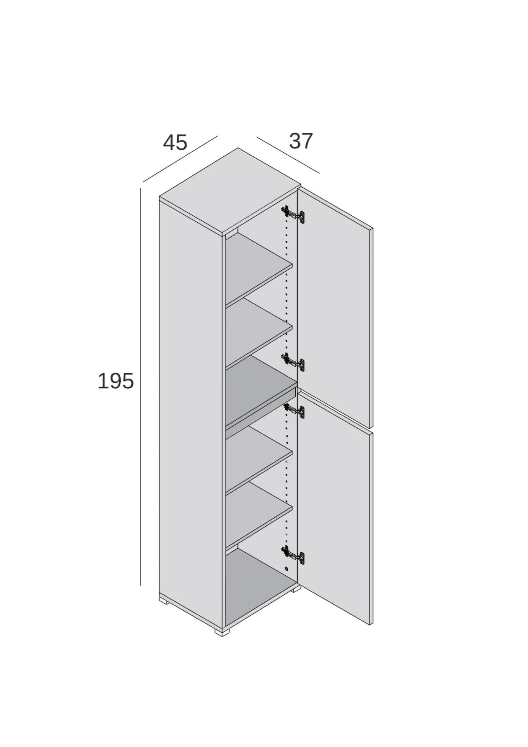 Armadio multiuso 2 ante Dbalestro, 45x37h195 cm,<Dmora Cheap