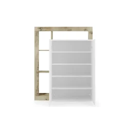 Armadio multiuso 2 ante Dbea, 78x35 h116 cm, Bianco lucido e Rovere<Dmora Discount