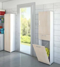 Armadio multiuso 2 ante Dcosim, 45x32h195 cm, Rovere e Bianco<Dmora Online