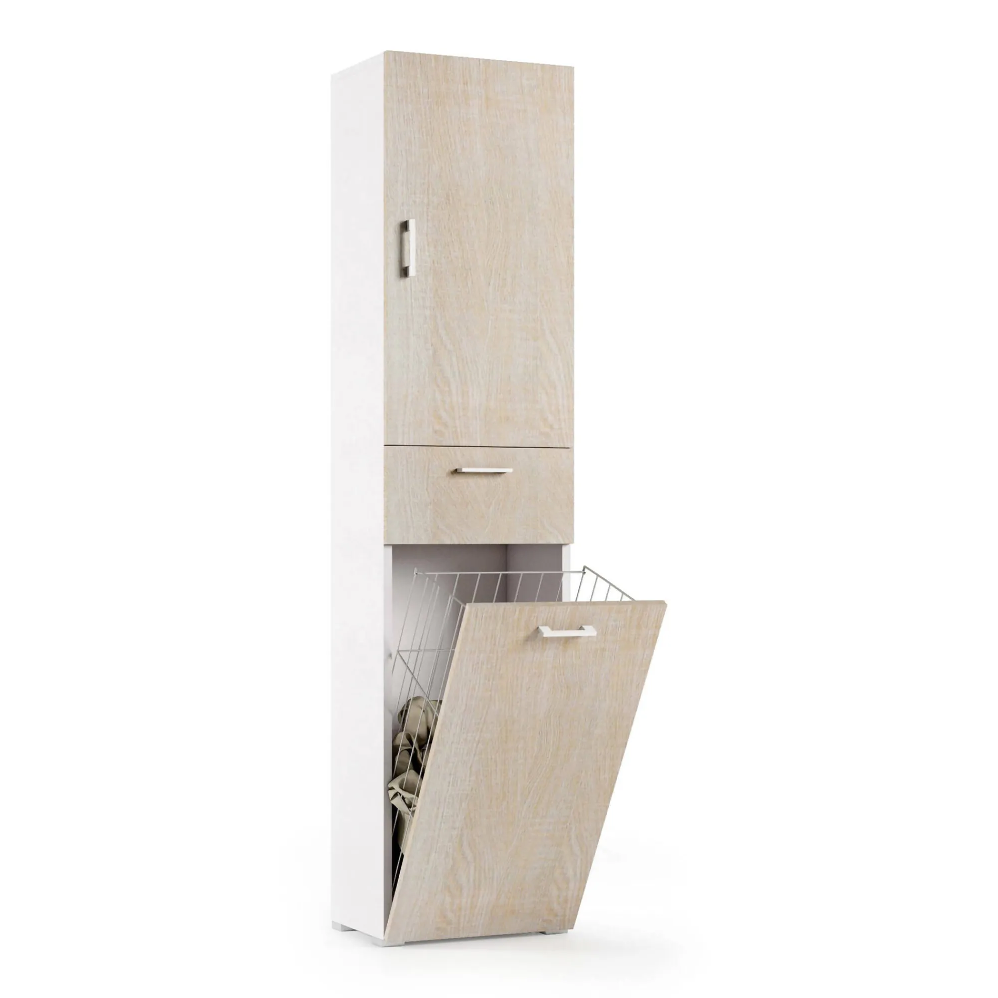 Armadio multiuso 2 ante Dcosim, 45x32h195 cm, Rovere e Bianco<Dmora Online