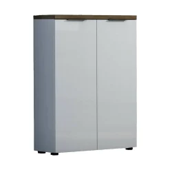 Armadio multiuso 2 ante Ddifilipp, 80x34h115 cm, Bianco lucido e Rovere<Dmora Store
