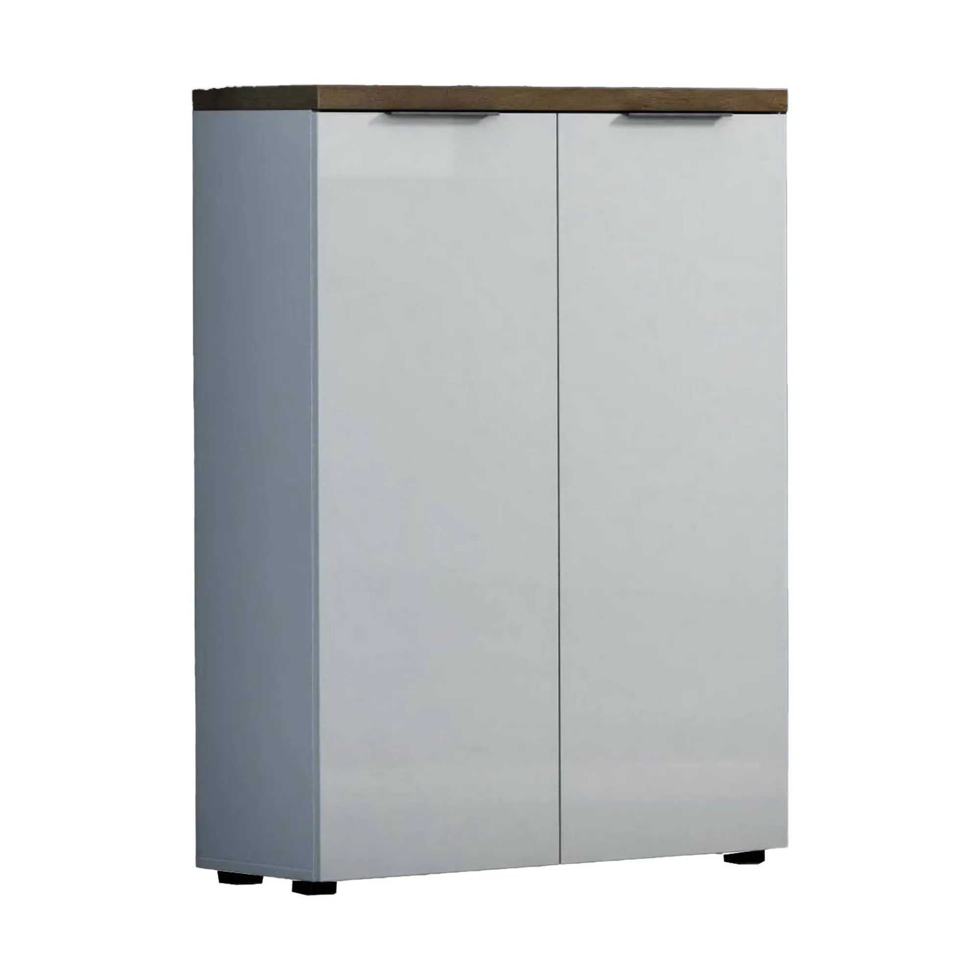Armadio multiuso 2 ante Ddifilipp, 80x34h115 cm, Bianco lucido e Rovere<Dmora Store