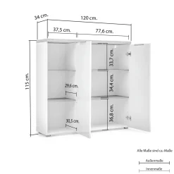 Armadio multiuso 2 ante Ddigennar, 120x34h115 cm, Bianco lucido e Rovere<Dmora Clearance