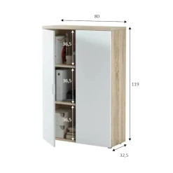 Armadio multiuso 2 ante Dionisio, 80x33h119 cm, Rovere e Bianco<Dmora Sale