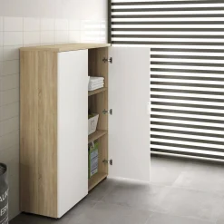 Armadio multiuso 2 ante Dionisio, 80x33h119 cm, Rovere e Bianco<Dmora Sale