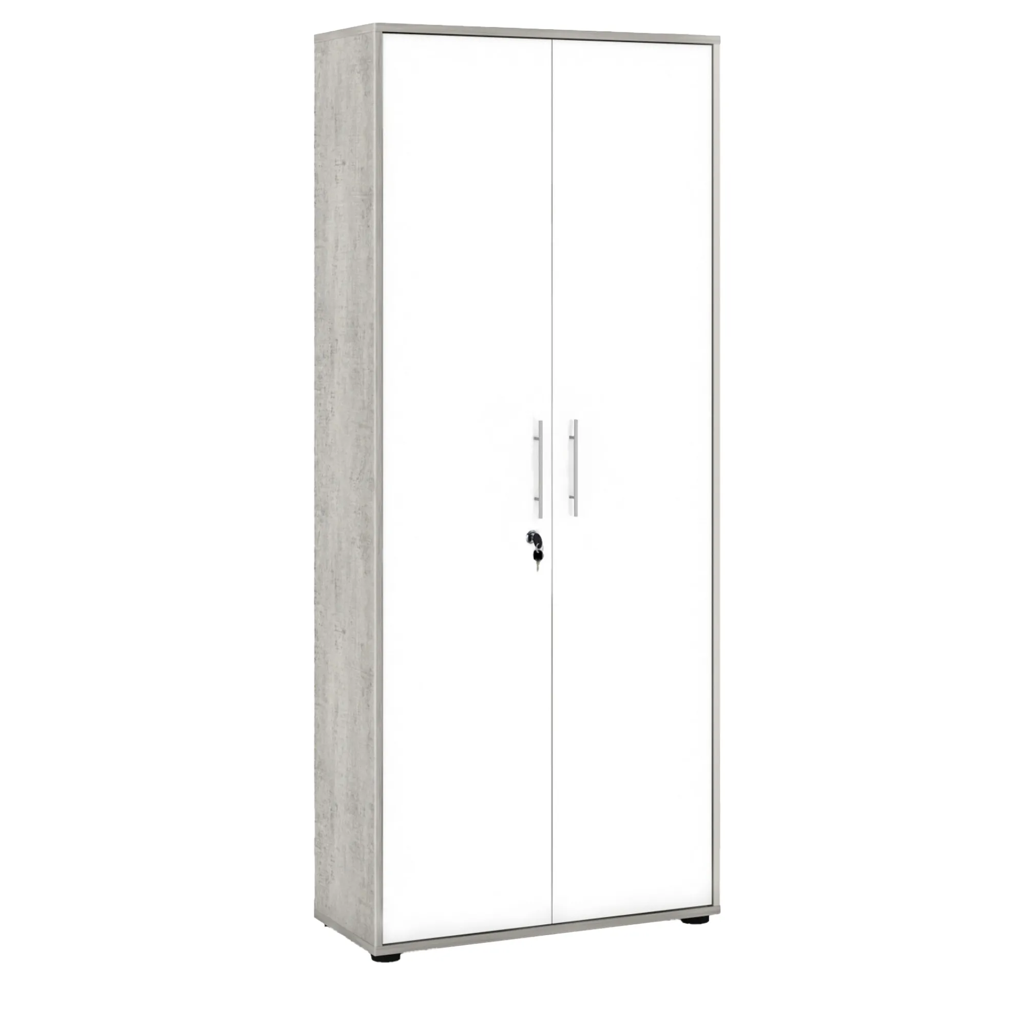 Armadio multiuso 2 ante Dpazzin, 79x34h188 cm, Bianco e Cemento<Dmora Shop
