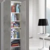 Armadio multiuso 2 ante Dradic, 72x36h186 cm, Bianco e Cemento<Dmora Fashion