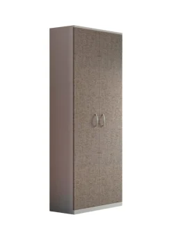Armadio multiuso 2 ante Dradic, 72x36h186 cm, Bianco e Marrone<Dmora New