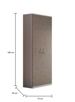 Armadio multiuso 2 ante Dradic, 72x36h186 cm, Bianco e Marrone<Dmora New