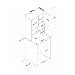 Armadio multiuso 2 ante Fiamma, 65x60h184 cm, Bianco e Noce<Dmora Cheap