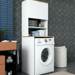 Armadio multiuso 2 ante Fiamma, 65x60h184 cm, Bianco e Noce<Dmora Cheap