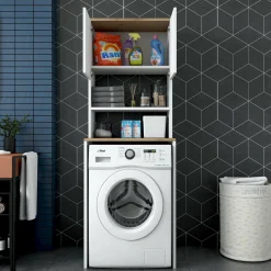 Armadio multiuso 2 ante Fiamma, 65x60h184 cm, Bianco e Noce<Dmora Cheap
