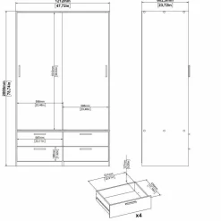 Armadio multiuso 2 ante Frediana, 121x60 h200 cm,<Dmora Cheap