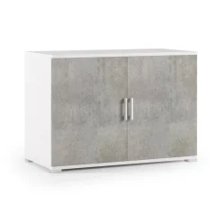 Armadio multiuso 2 ante Serafinito, 90x45h66 cm, Cemento e Bianco<Dmora Hot