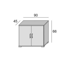 Armadio multiuso 2 ante Serafinito, 90x45h66 cm, Rovere e Bianco<Dmora Hot