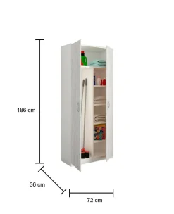 Armadio multiuso 2 ante Shiro, 72x36h186 cm, Bianco e Rovere<Dmora Clearance