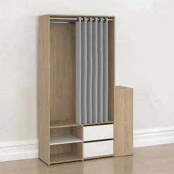 Armadio multiuso grande Amaranto, 40x128 h198 cm, Rovere e Bianco<Dmora Store