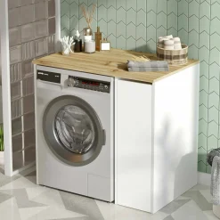 Armadio multiuso grande Axel, 94x60h88 cm, Noce e Bianco<Dmora Hot