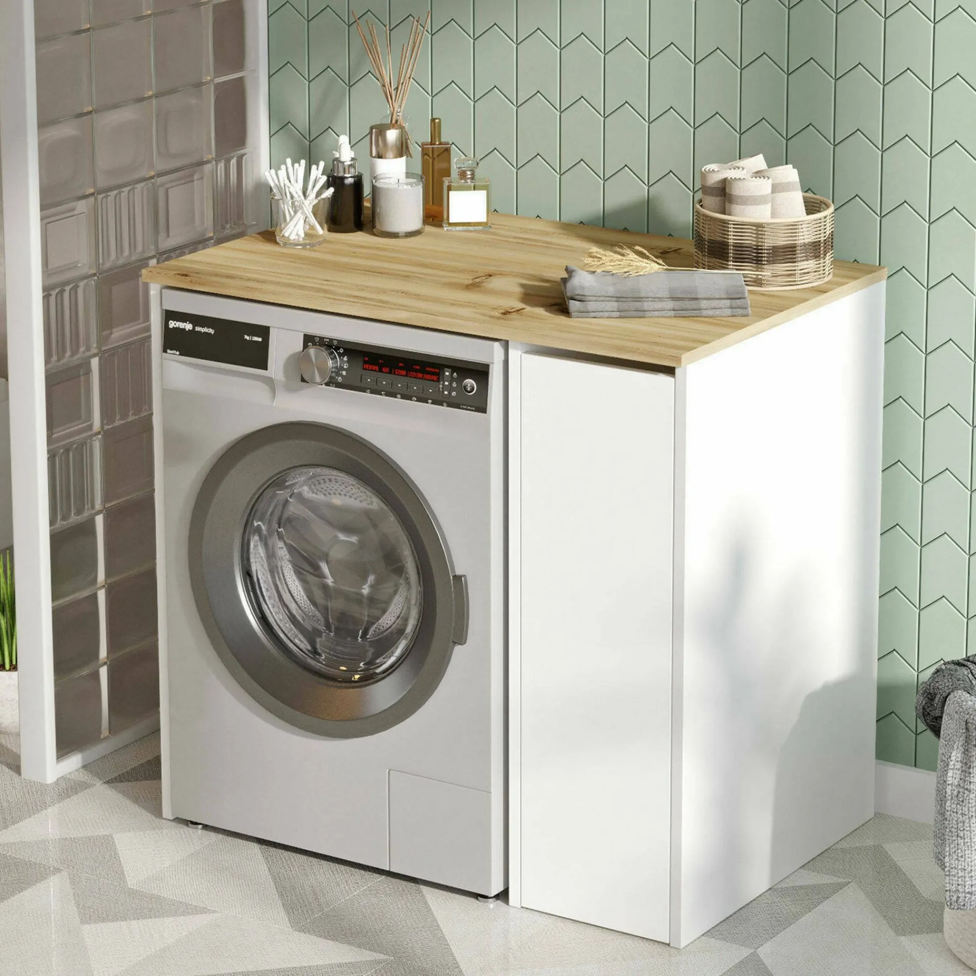 Armadio multiuso grande Axel, 94x60h88 cm, Noce e Bianco<Dmora Hot