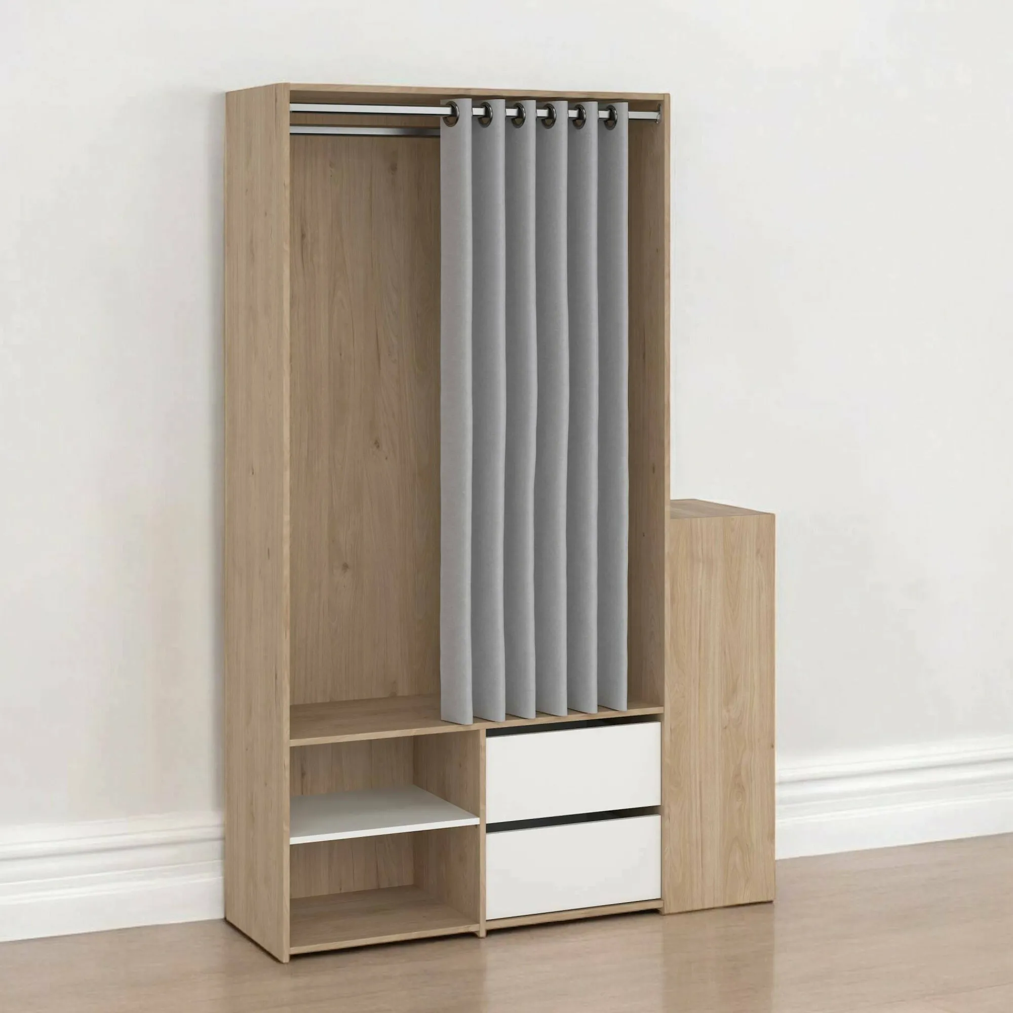Armadio multiuso grande Amaranto, 40x128 h198 cm, Rovere e Bianco<Dmora Store