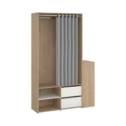Armadio multiuso grande Amaranto, 40x128 h198 cm, Rovere e Bianco<Dmora Store