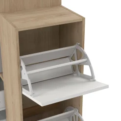 Armadio multiuso grande Amaranto, 40x128 h198 cm, Rovere e Bianco<Dmora Store