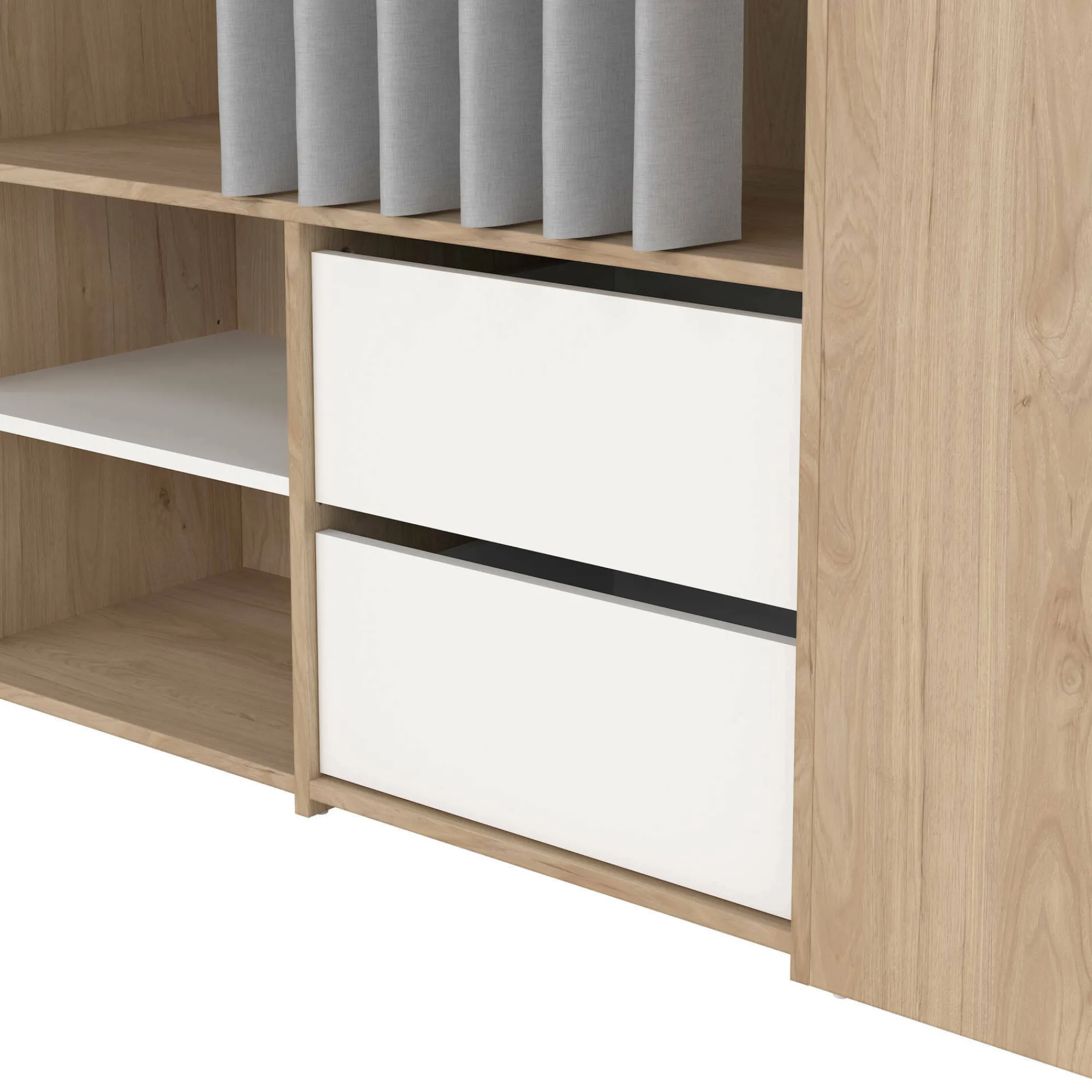 Armadio multiuso grande Amaranto, 40x128 h198 cm, Rovere e Bianco<Dmora Store