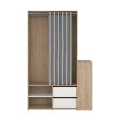Armadio multiuso grande Amaranto, 40x128 h198 cm, Rovere e Bianco<Dmora Store