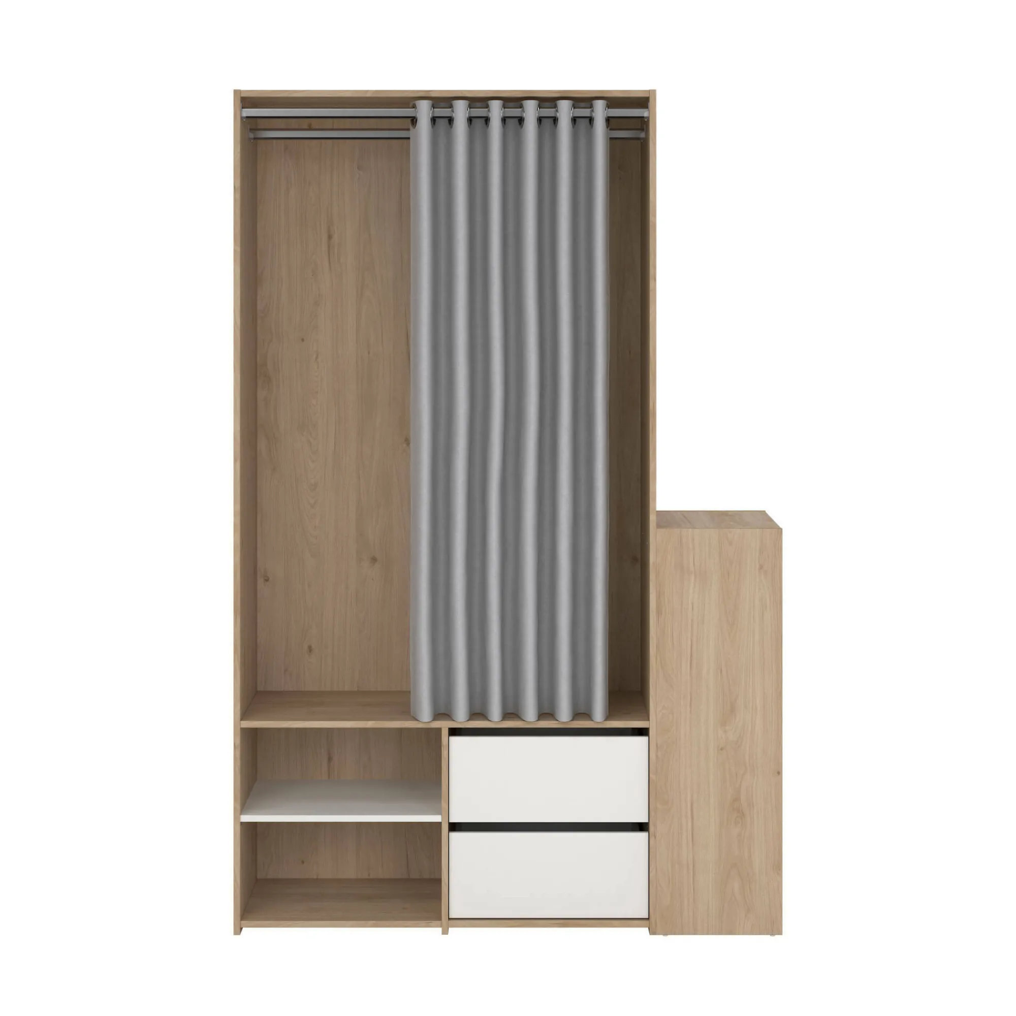 Armadio multiuso grande Amaranto, 40x128 h198 cm, Rovere e Bianco<Dmora Store