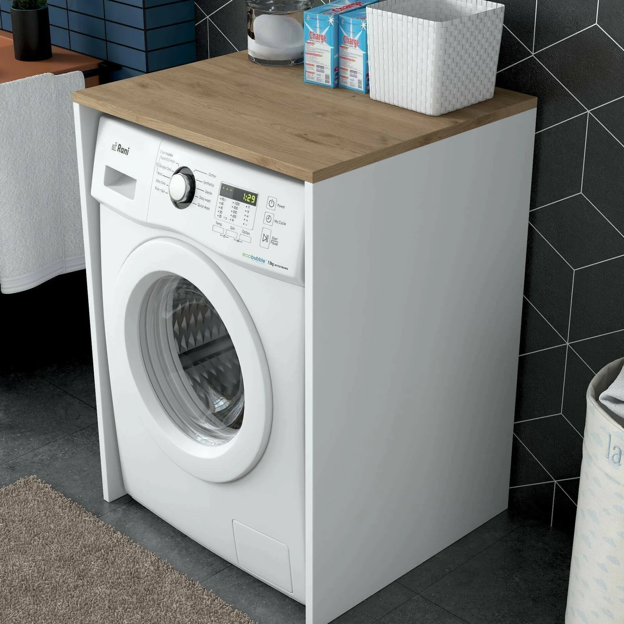 Armadio multiuso grande Boris, 65x60h92 cm, Noce e Bianco<Dmora Outlet