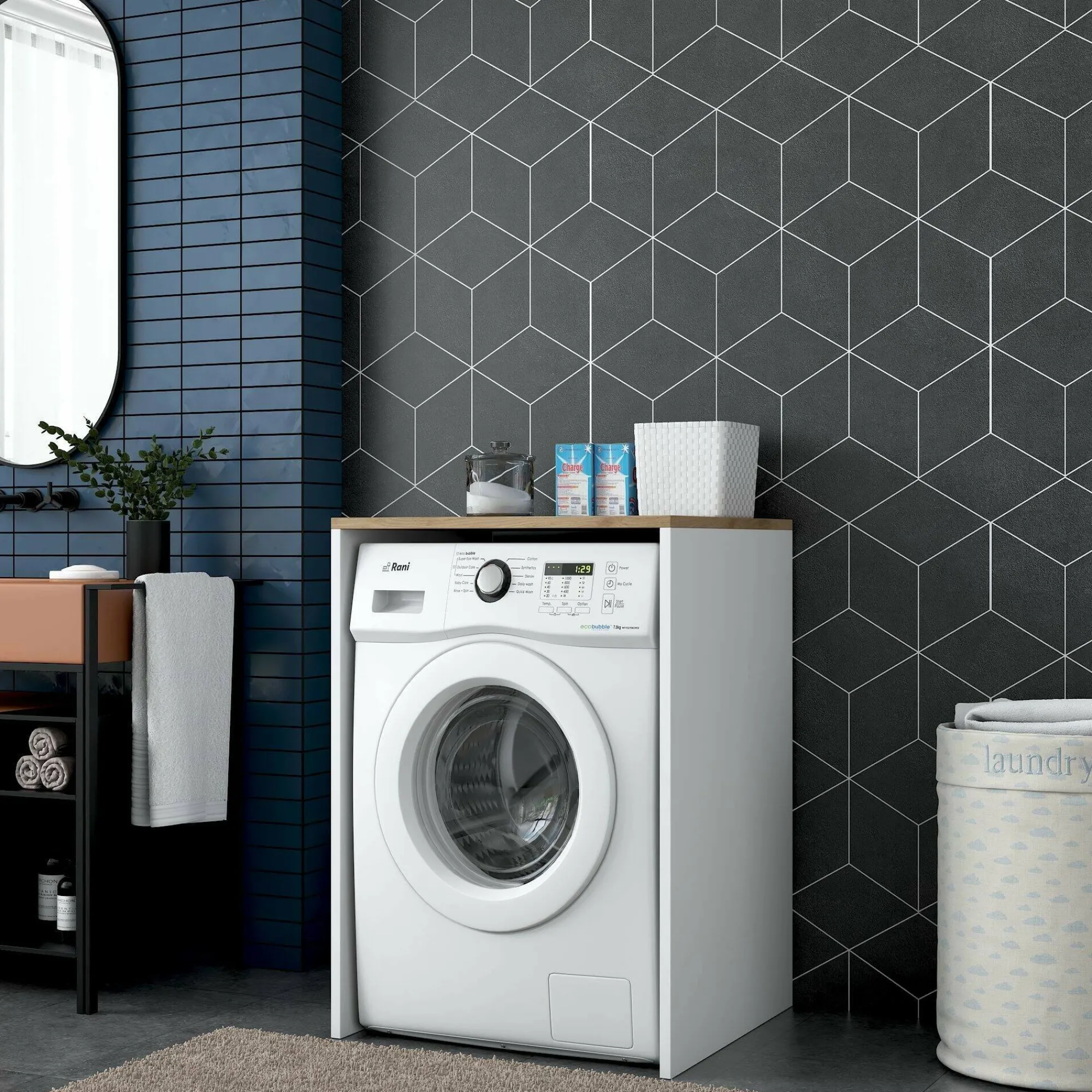 Armadio multiuso grande Boris, 65x60h92 cm, Noce e Bianco<Dmora Outlet