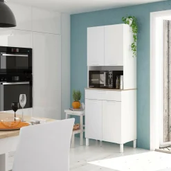 Armadio multiuso grande Dicentra, 72x40h186 cm, Bianco e Rovere<Dmora Sale