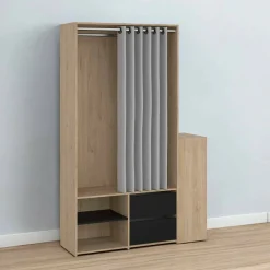 Armadio multiuso grande Drein, 40x128 h198 cm, Rovere e Nero<Dmora Best