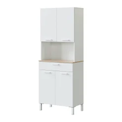 Armadio multiuso grande Dicentra, 72x40h186 cm, Bianco e Rovere<Dmora Sale