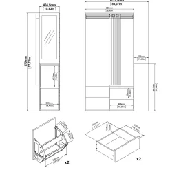 Armadio multiuso grande Drein, 40x128 h198 cm, Rovere e Nero<Dmora Best
