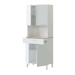 Armadio multiuso grande Dicentra, 72x40h186 cm, Bianco e Rovere<Dmora Sale