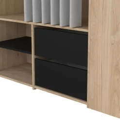 Armadio multiuso grande Drein, 40x128 h198 cm, Rovere e Nero<Dmora Best