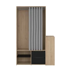Armadio multiuso grande Drein, 40x128 h198 cm, Rovere e Nero<Dmora Best