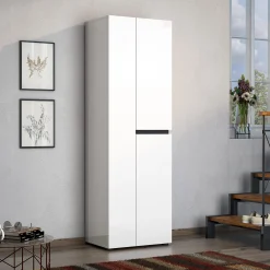 Armadio multiuso grande Linfa, 61x45h190 cm, Bianco lucido e Antracite<Dmora Online