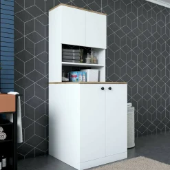 Armadio multiuso grande Marty, 70x73h184 cm, Bianco e Noce<Dmora Cheap