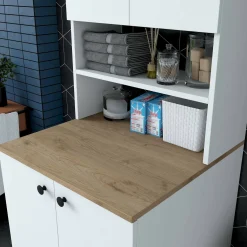 Armadio multiuso grande Marty, 70x73h184 cm, Bianco e Noce<Dmora Cheap