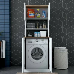 Armadio multiuso grande Marty, 70x73h184 cm, Bianco e Noce<Dmora Cheap