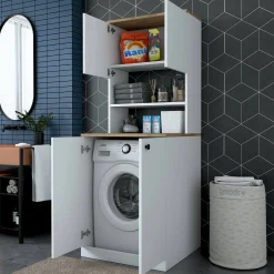 Armadio multiuso grande Marty, 70x73h184 cm, Bianco e Noce<Dmora Cheap