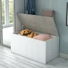 Baule Ayusnay, 90x45h45 cm, Bianco e Cemento<Dmora Cheap