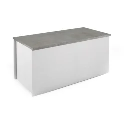 Baule Ayusnay, 90x45h45 cm, Bianco e Cemento<Dmora Cheap