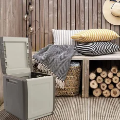 Baule Azziuro, 54x53h57 cm, Beige e Marrone<Dmora Sale