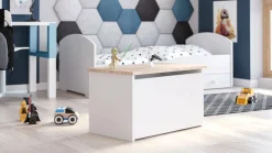 Baule Swami, 40x42 h73 cm, Bianco e Rovere<Dmora Cheap