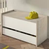 Cassapanca Sogno, 90x40h46 cm, Bianco e Rovere<Dmora New