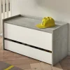 Cassapanca Sogno, 90x40h46 cm, Bianco e Cemento<Dmora Discount